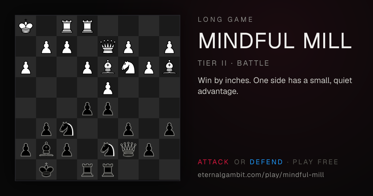 Long Game: Mindful Mill: the starting position