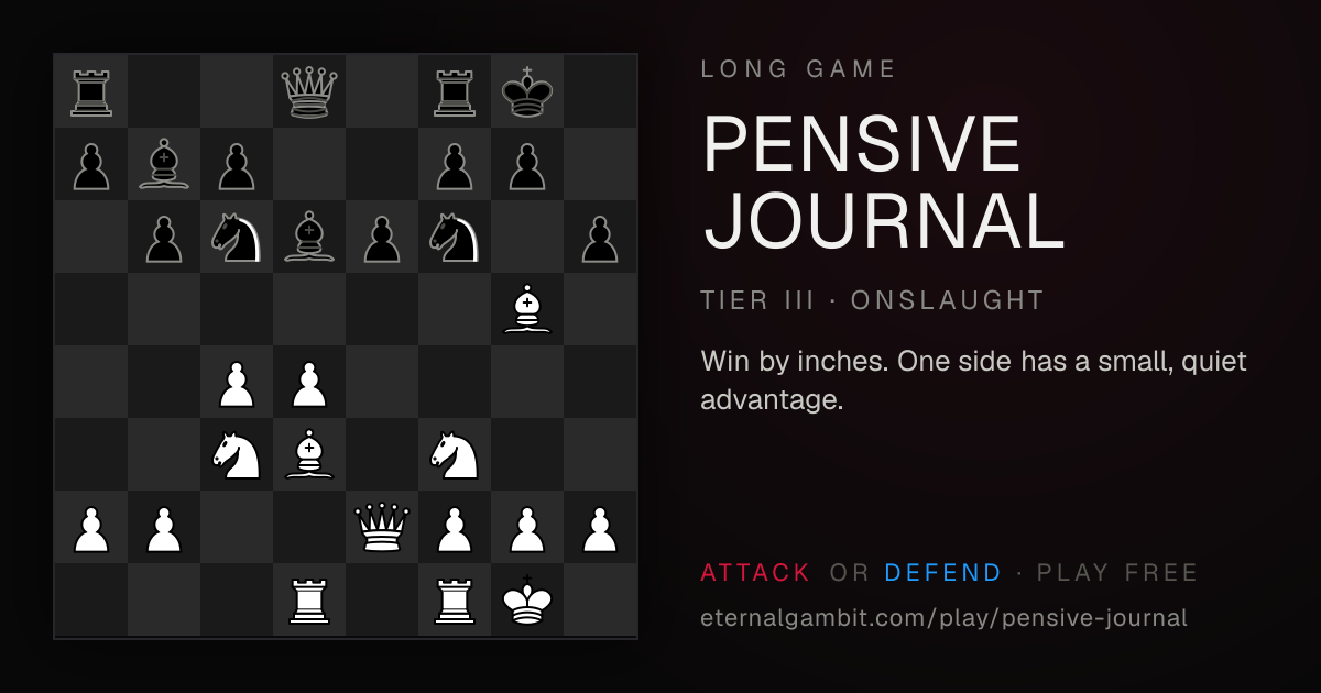 Long Game: Pensive Journal: the starting position